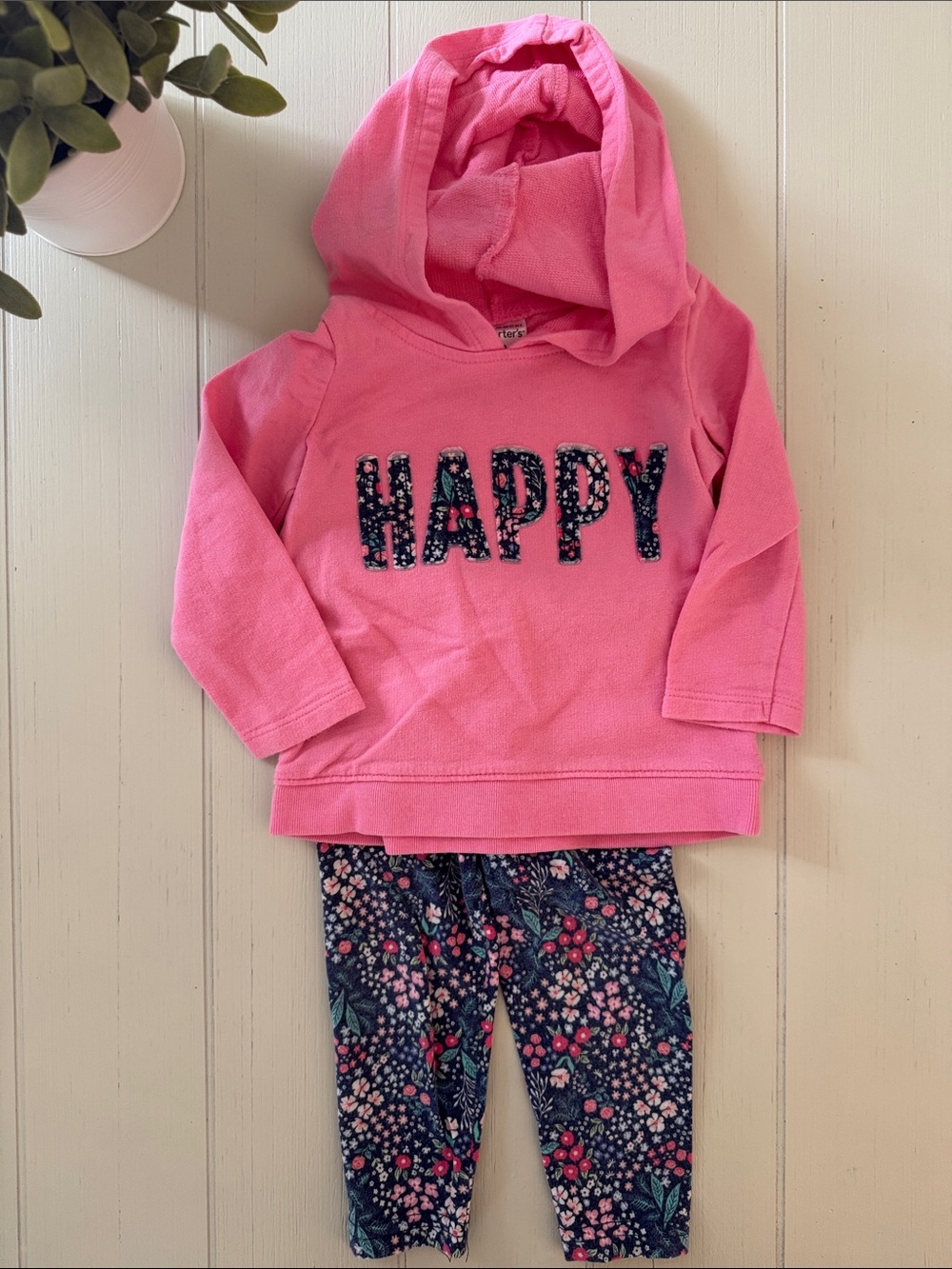 Baby Girl Hoodie Set with Floral Leggings